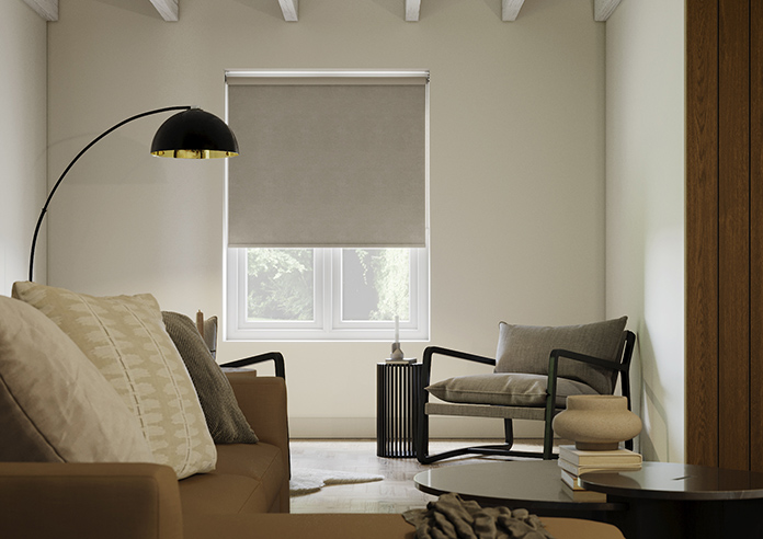 Flori Faux Suede (Blackout), Latte - Roller Blind - Image 3